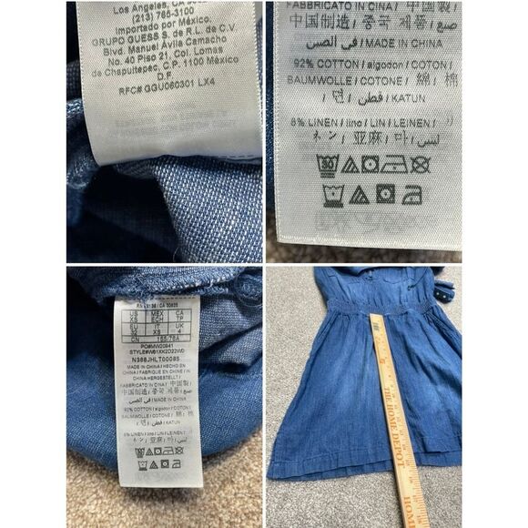Guess womens denim dress romper sz Xsmall tp stretch pearl button western - Picture 3 of 12